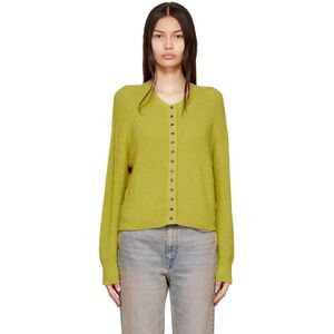 RE/DONE Snap Cardigan Sweater Women's L Chartreuse Green Organic Cotton Knit